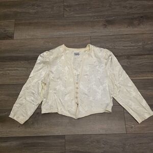 Vtg Evanna Collection Ivory Brocade Cropped Jacket